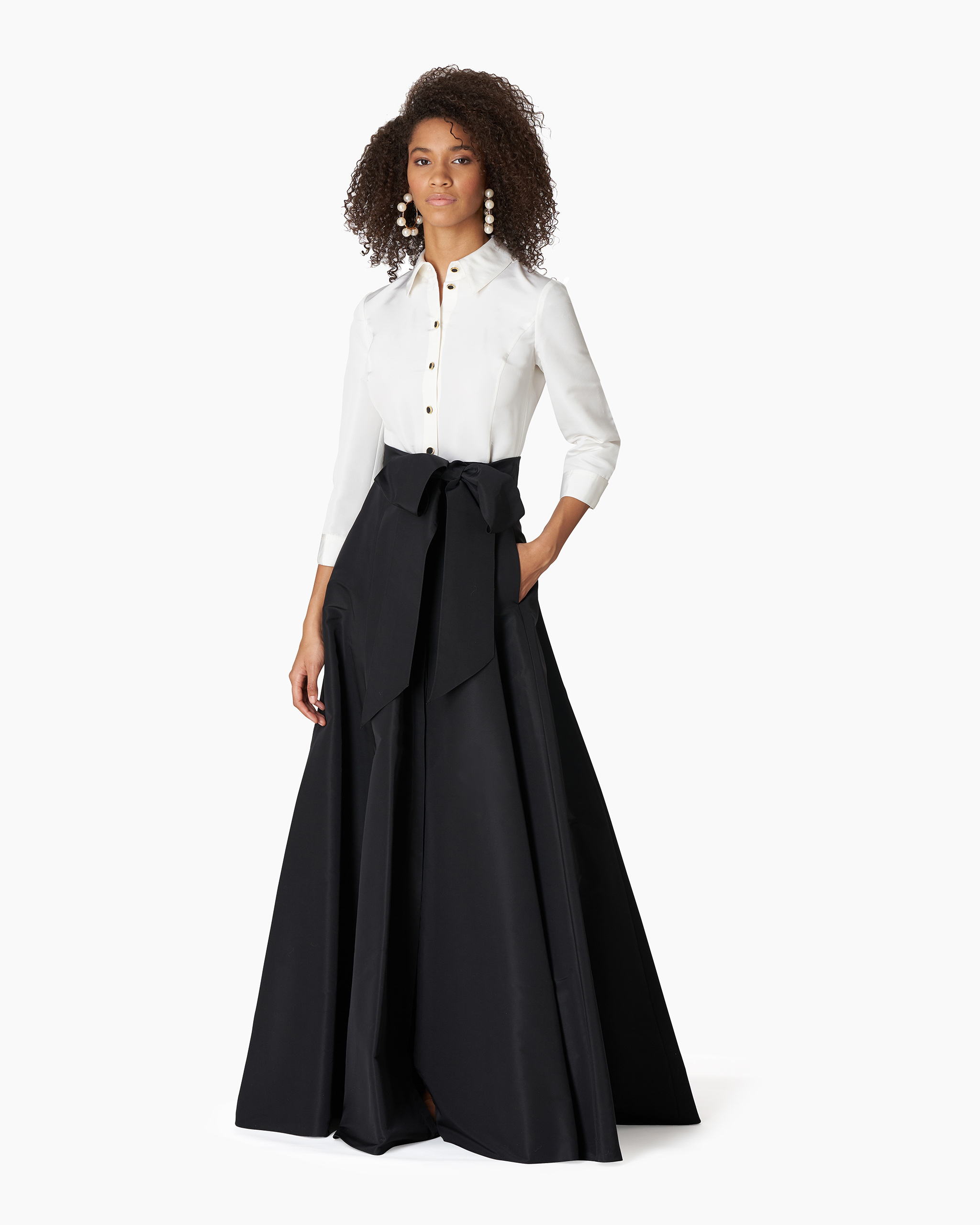 Contrast Trench Gown With Self Belt - Ready to Wear | Carolina Herrera