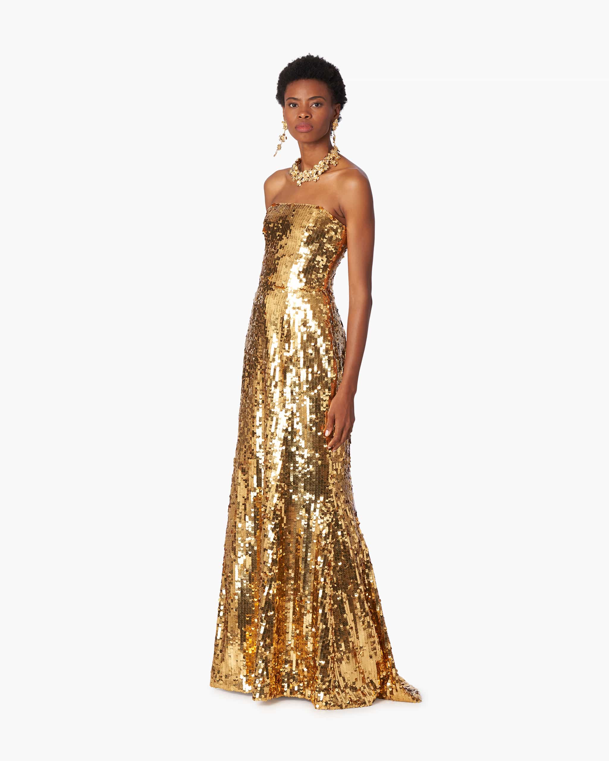Strapless Sequined Column Gown - Ready ...